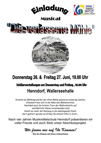 einladung schulervorstellungen mit text die verlassene muhle 2025